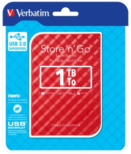 Ārējais cietais disks Verbatim 1TB 2.5" USB3.0 Red GEN2
