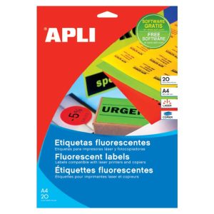 Uzlīmes APLI ar izmēru 99,1x67,7mm, 20 loksnes,160 uzlīmes neon dzelt. - 100-00482