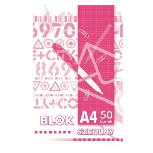 Piezīmju papīra bloks Kreska, līmēts, A4/50 lpp, bez caurumiem, rūtiņu - 100-00672