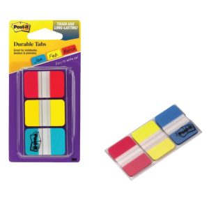 Pašlīpošie indeksi POST-IT Strong sarkanā, dzeltenā un zilā krāsās - 100-01008