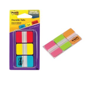 Pašlīpošie indeksi POST-IT Strong rozā, zaļā un oranžā krāsās - 100-01009