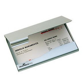Vizītkaršu kastīte DURABLE, metāliski sudrabaina krāsa - 150-00695