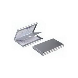 Vizītkaršu kastīte DURABLE, 90x55 mm, metāliski sudrabaina krāsa - 150-00698