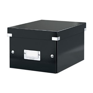 Arhīva kārba saliekama Leitz Click &amp; Store, large, kartona, melna - 150-01770