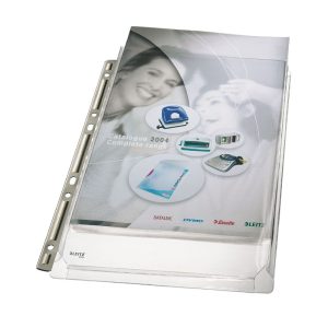 Prospektkabatas Leitz, A4 ar paplašinājumu un metal.malu, caurspīdīgas, 3 gab./iepak. - 150-02887