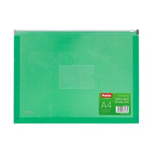 Dokumetu mape-aploksne PATIO ar rāvējslēdzēju, A4, caurspīdīga, zaļā krāsā - 150-03303