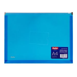 Dokumetu mape-aploksne PATIO ar rāvējslēdzēju, A4, caurspīdīga, zilā krāsā - 150-03304