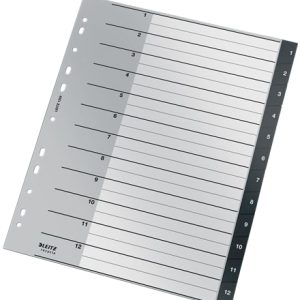 Sadalītājs dokumentiem Leitz, no pārstrādāta materiāla, 1 - 12, A4, PP, melns - 150-03829