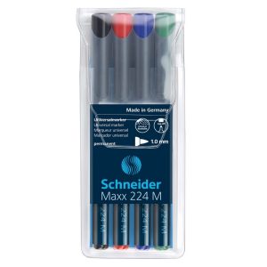 Noturīgais marķieris SCHNEIDER kodoskopa plēvēm OHP Maxx 224M, 1 mm, 4 krāsas - 200-01509
