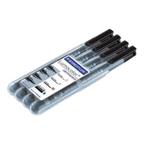 Noturīgais marķieris STAEDTLER LUMOCOLOR 319, 4 dažādu marķieru komplekts (S, F, M, B) melna tinte - 200-03744
