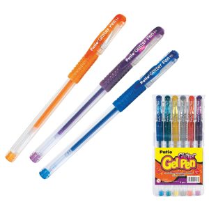 Gela pildspalva PATIO GLITTER 1.0 mm, 6 krāsu komplekts - 200-06939