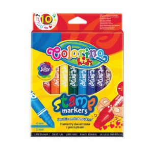 Flomasteri COLORINO divpusīgi, ar bērnu zīmogiem, 10 krāsas - 200-07023