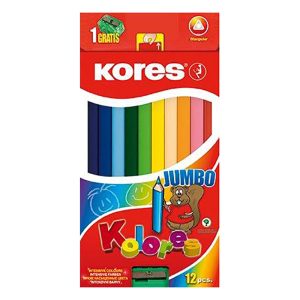 Krāsainie zīmuļi KORES KOLORES JUMBO, trīstūrveida, 12 gb. - 200-07800