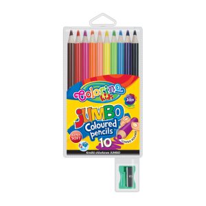 Krāsainie zīmuļi COLORINO KIDS JUMBO 10 krāsas, apaļi, komplektā asināmais - 200-08891
