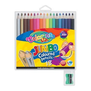 Krāsainie zīmuļi COLORINO KIDS JUMBO 18 krāsas, apaļi, komplektā asināmais - 200-08892