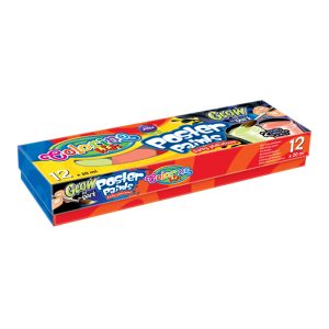 Guaša krāsas COLORINO KIDS 12 krāsas, komplektā 2 krāsas kuri spīd tumsā, 20 ml - 200-08923