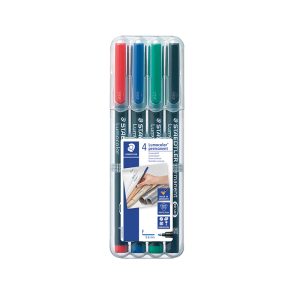 Noturīgais marķieris STAEDTLER kodoskopa plēvēm OHP 318F, 0.6mm, 4 krāsu komplekts - 200-10708