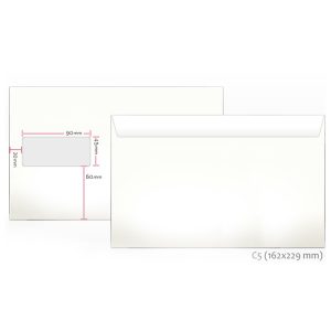 Aploksne, formāts C5 162x229mm, ar logu 45x90mm, 1000 gab./iepak. - 200-11566