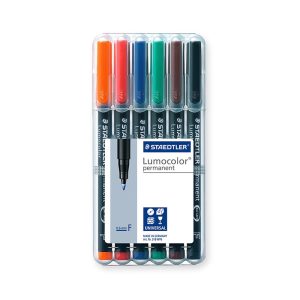 Noturīgais marķieris STAEDTLER kodoskopa plēvēm OHP 318F, 0.6mm, 6 krāsu komplekts - 200-11578