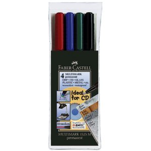 Noturīgais marķieris CD/DVD diskiem FABER CASTELL MULTIMARK M konisks, komplekts 4 krāsas - 200-11826