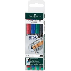 Noturīgais marķieris CD/DVD diskiem FABER CASTELL MULTIMARK F konisks, komplekts 4 krāsas - 200-12455