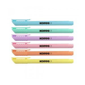 Teksta marķieri KORES HIGH LINER PASTEL, komplekts - 6 krāsas - 200-13107