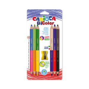 Krāsainie zīmuļi CARIOCA Bi-Color Maxi, blisterī, 6 krāsas - 200-13262