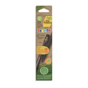 Zīmuļi CARIOCA ECOFAMILY ar dzēšgumiju, melni, 6gab - 200-13626