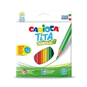 Krāsainie zīmuļi CARIOCA TITA, trīsstūrveida, 24gab - 200-13633