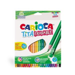 Krāsainie zīmuļi CARIOCA TITA, dzēšami, 24gab - 200-13635