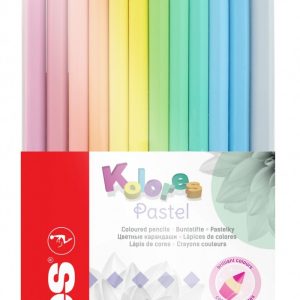 Krāsainie zīmuļi KORES KOLORES PASTEL, trīsstūrveida, 3mm, 12 pasteļkrāsas - 200-13674