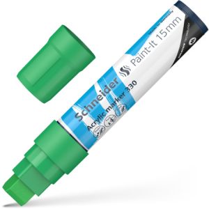 Akrila marķieris SCHNEIDER Paint-it 330, 15mm, zaļš - 200-14328