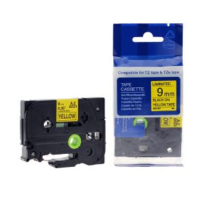 Lenta BROTHER TZE-621, 9 mm x 8 m, melni burti uz dzeltena fona, ekvivalents - 250-04752