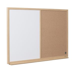 Balta magnētiskā un korķa tāfele BI-OFFICE EARTH Combo 120x90, ozola rāmis - 250-06700