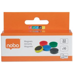 Magnētiskās tāfeles magnēti Nobo 10 iepakojumi 32 mm krāsaini Asorti - 250-08563