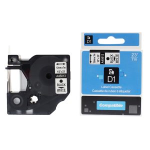 Marķēšanas lenta DYMO D1, 12 mm x 7 m, melni burti uz balta fona, ekvivalents - 300-04404