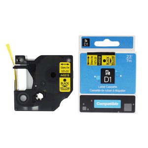 Marķēšanas lenta DYMO D1, 12 mm x 7 m, melni burti uz dzeltena fona, ekvivalents - 300-04405
