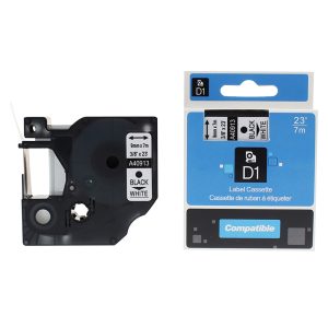 Marķēšanas lenta DYMO D1, 9 mm x 7 m, melni burti uz balta fona, ekvivalents - 300-04407
