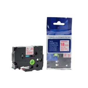 Lenta BROTHER TZE-242, 18 mm x 8 m, sarkani burti uz balta fona, ekvivalenta - 300-05475