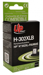 Tintes kasete UPrint HP 302XLB 20ml / 480 pages Black, F6U68AE