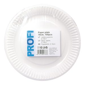 Papīra šķīvji ar diametru 18 cm, 100 gab. - 400-02267