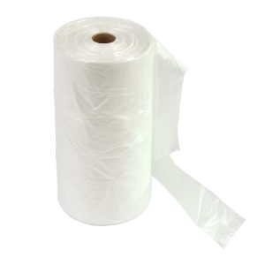 Maisiņš ar rokturi HDPE, 500 gab./rullī, 9 mkr, 21 + 11 x 45 cm, caurspīdīgs - 400-02788