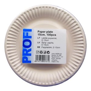 Papīra šķīvji ar diametru 15 cm, 100 gab. - 400-02808