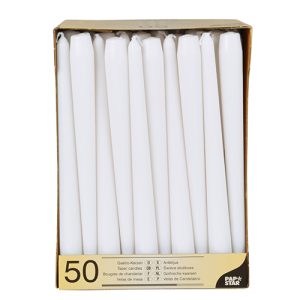 Galda sveces, D 2,2cmx25 cm, baltas, 50 gab. - 400-06137