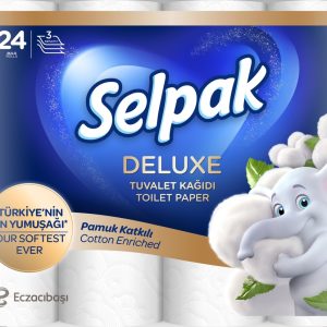 Tualetes papīrs SELPAK Deluxe Cotton, 3 slāņi, 15.6m, 130 loksnes, 24 ruļļi - 400-08734