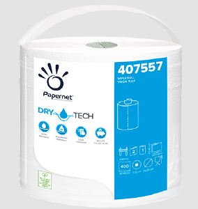Industriālais papīrs Papernet Wiper Superior, 2 slāņi, balts 152m, 400 loksnes, 407557 - 400-08793