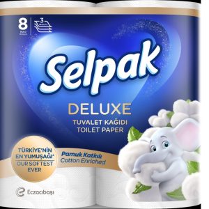 Tualetes papīrs SELPAK Deluxe Cotton, 3 slāņi, 15.6m, 130 loksnes, 8 ruļļi - 400-08859