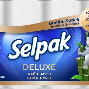 Papīra dvieļi SELPAK Deluxe Bamboo, 3 slāņi, 9.6m, 75 loksnes, 8 ruļļi - 400-08860