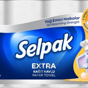 Papīra dvieļi SELPAK Extra Calorie Absorb, 3 slāņi, 9m, 75 loksnes, 8 ruļļi - 400-08861