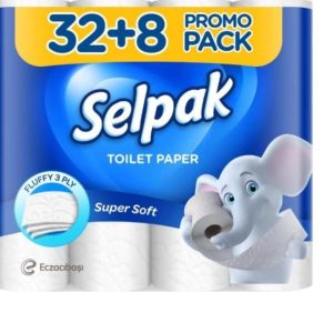 Tualetes papīrs SELPAK, 3 slāņi, 18.6 metri, 140 loksnes, 40 ruļļi - 400-08865